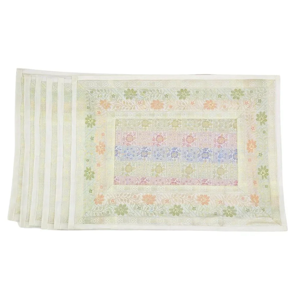 Pastel Floral Paisley Indian Zari Brocade 13-Piece Set